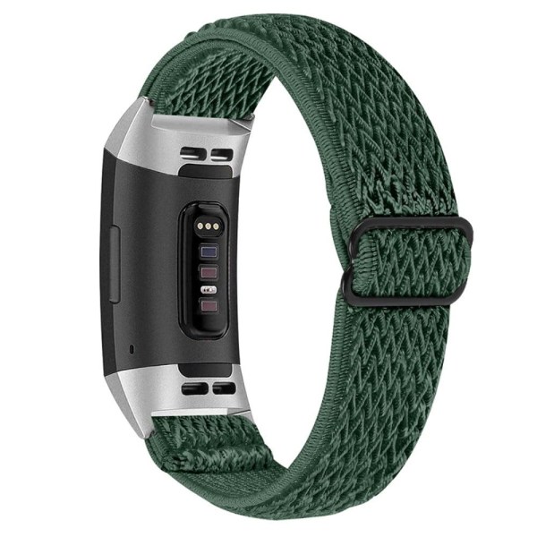 Fitbit Charge 4 / Charge 3 nylon elastic watch strap - Army Gree Green
