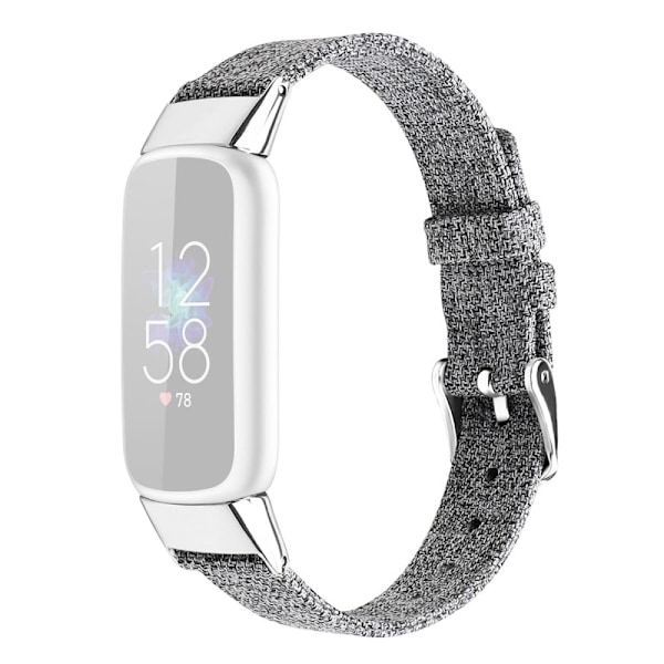 Fitbit Luxe klockarmband i canvasmodell - Ljusgrå / Storlek: L Silvergrå