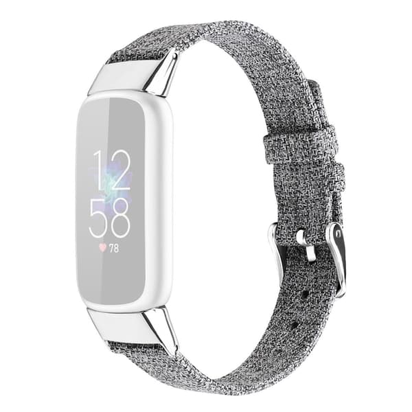 Fitbit Luxe urrem i lærredsstil - Lysegrå / Størrelse: L Silver grey