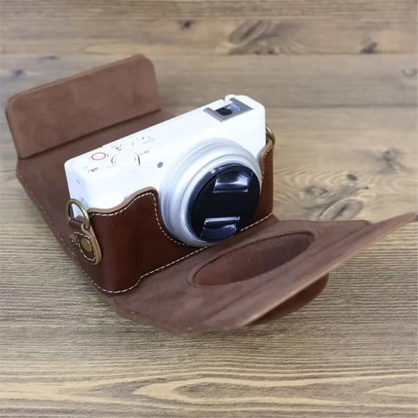 Sony ZV-1F läderfodral med axelrem - Kaffe Brun
