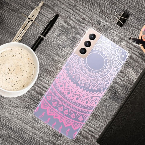 Deco Samsung Galaxy S22 Plus Etui - Lyserød / Hvid Mandala Mønster Multicolor