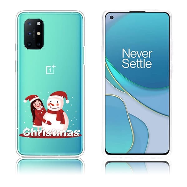 Christmas OnePlus 8T fodral - flicka and snögubbe Röd