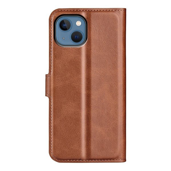 Hållbart konstläder iPhone 14 fodral med plånbok - Brun Brun