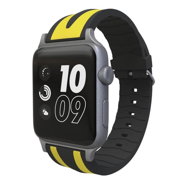 Apple Watch Series 4 40mm dual Striber silikone Urrem - Sort / Gul Black