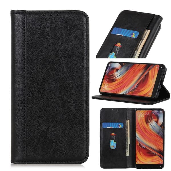 Xiaomi Redmi 10 ægte læderetui med magnetisk lukning - Sort Black