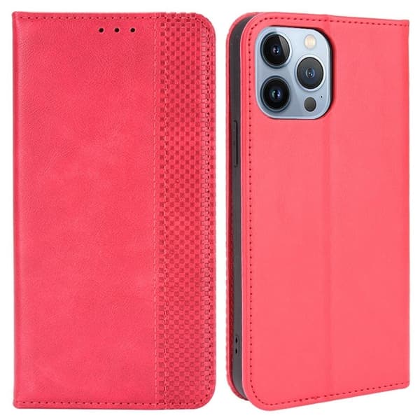 Bofink Vintage iPhone 14 Pro Nahkakotelo - Punainen Red