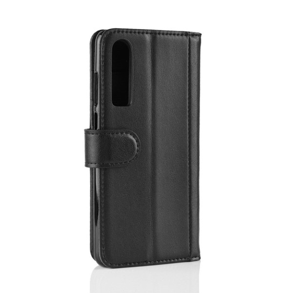Huawei P30 ægte split læderetui - Sort Black