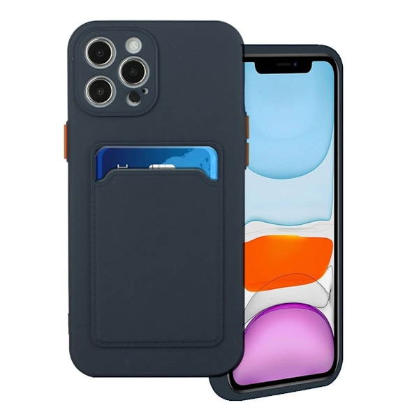 Card Holder Deksel til iPhone 12 / 12 Pro - Mørkeblå Blue