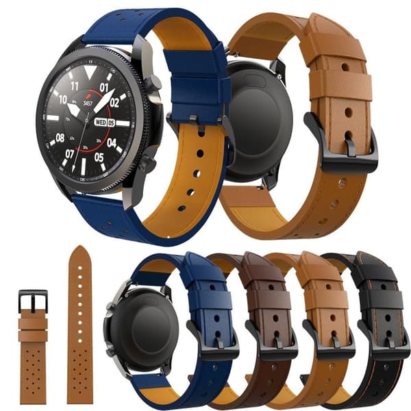 Samsung Galaxy Watch 3 (45mm) ægte læder rem - sort / orange Line Black