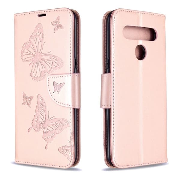 Butterfly läder LG K61 fodral - Rosa Rosa
