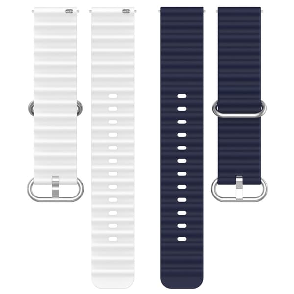20mm Universal kaksivärinen silikoni ranneke - Keskiyön Sininen / Valkoinen Blue