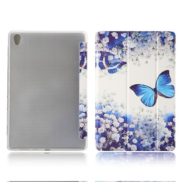 Huawei MediaPad M6 10.8 tri-fold mønster læder flip etui - blå sommerfugl Blue