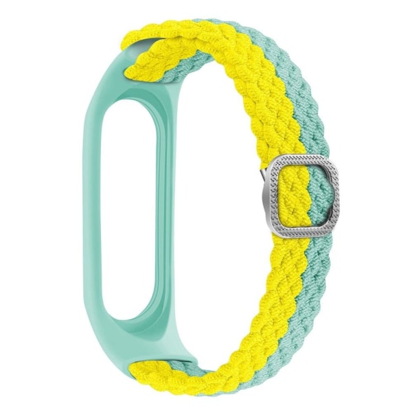 Xiaomi Mi Smart Band 6 / 5 / 4 nylonvärinen kontrastikellon hihna - Syaani / Keltainen Multicolor