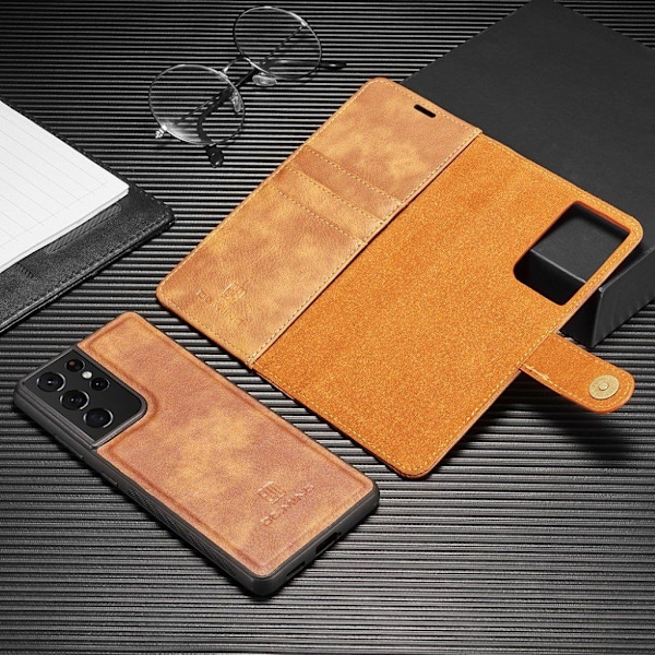 DG.MING Samsung Galaxy S21 Ultra 2-in-1 lompakkokotelo - Ruskea Brown