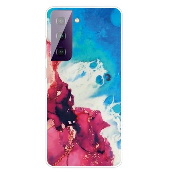 Marble Samsung Galaxy S21 FE Etui - Splash Of Red og Blue Multicolor