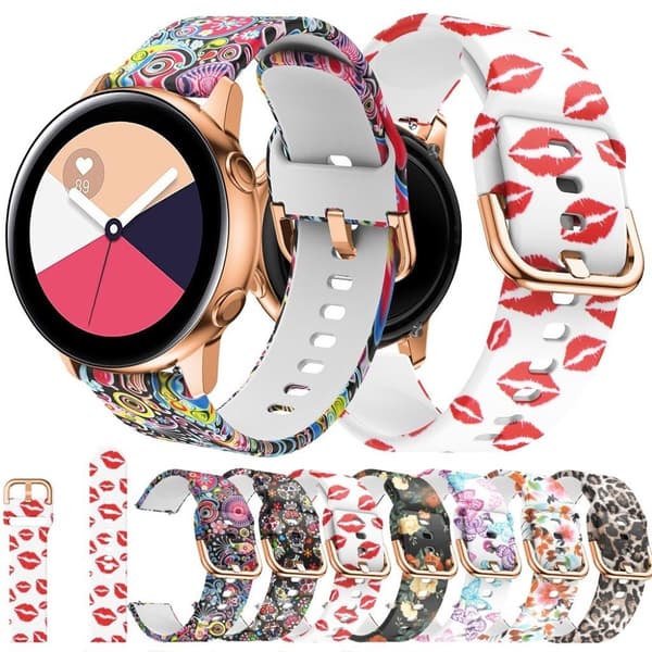 20mm Samsung Galaxy Watch Active mønster silikone Urrem - Rød Læbe Red