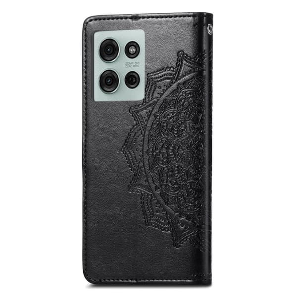 Mandala Motorola Moto G75 læderetui - Sort Black