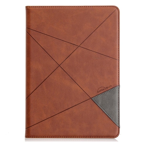 iPad 10.2 (2021) / (2020) / Air (2019) geometrinen kuvio nahkainen flip case - Kahvi Brown