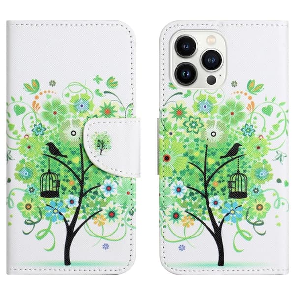 Wonderland iPhone 15 Pro flip etui - Grønt Træ Green