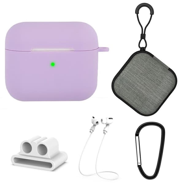 5 stk AirPods 3 silikoneetui med tilbehør - Lilla Purple