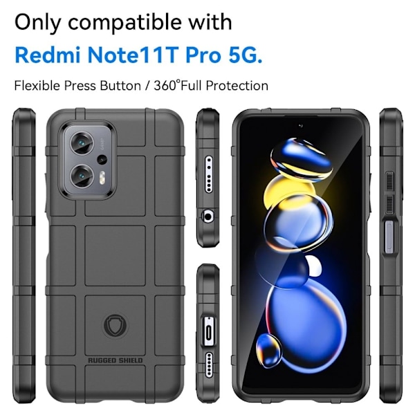 Rugged Shield Etui Xiaomi Poco X4 Gt / Note 11t Pro / 11t Pro Plus - Sort Black