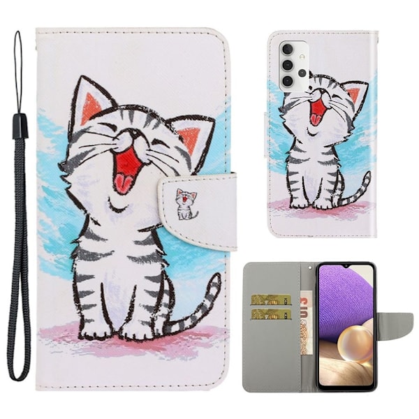 Wonderland Samsung Galaxy A32 Flip etui - Sød kat White