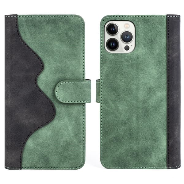 Tofarget lærdeksel for iPhone 13 Pro - Grønn Green