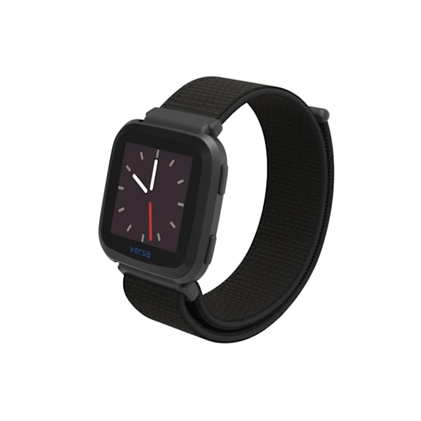 Fitbit Versa erstatnings urrem i nylon med velkro lukning - Sort Black