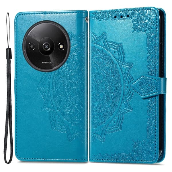 Mandala läder Xiaomi Redmi A3 / Xiaomi Poco C61 fodral - Blå Blå