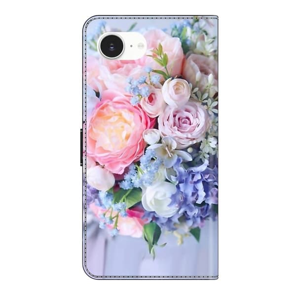iPhone 16e Etui med magnetisk lås 3D-mønster Læderpung Telefoncover - Farverig Blomst Multicolor