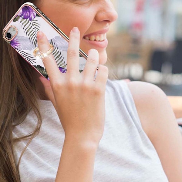Marmormotiv iPhone SE (2022) / iPhone SE 2020 / iPhone 7 skal - Lila Blommor Lila