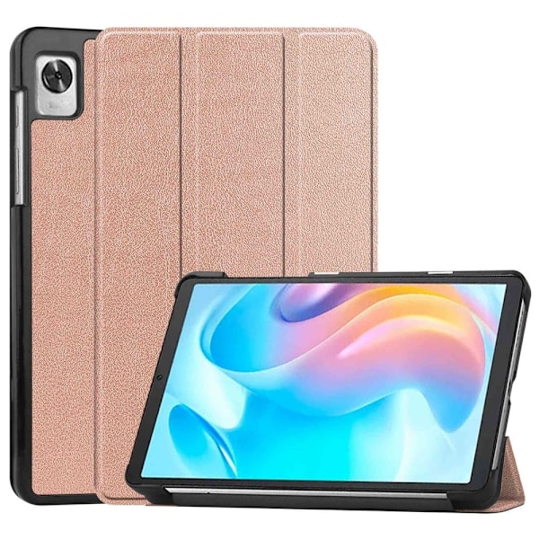 Kolminkertainen nahkainen jalusta kotelo Realme Pad Mini - Ruusukulta Pink