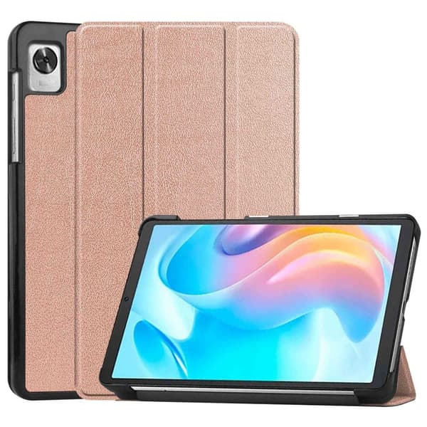 Tri-fold skinnstativveske for Realme Pad Mini - Rose Gull Pink
