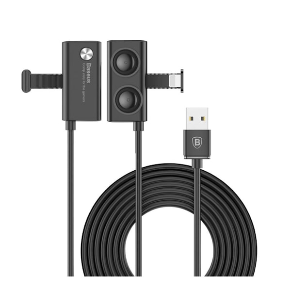 BASEUS universel mobil spilkabel med sugekopper 1.5A oplader- og datakabel 2m til iPhone X/8 Plus/8 osv. - Sort Black