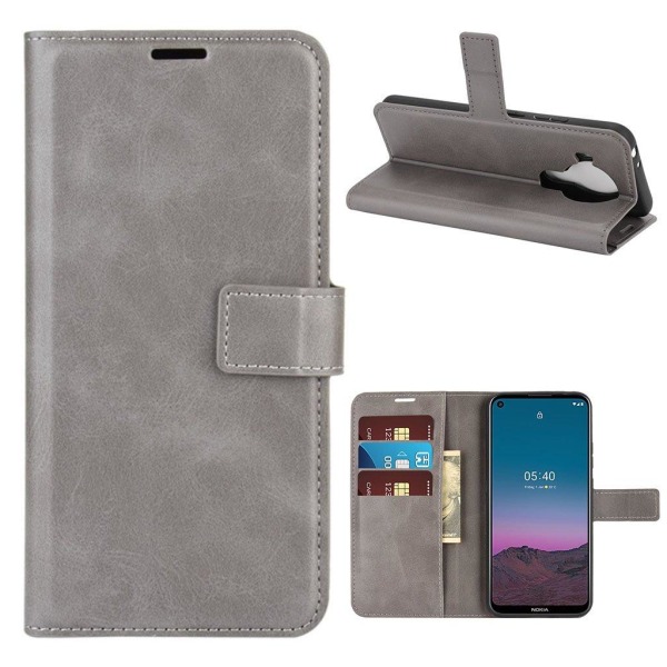 Hållbart konstläder Nokia 5.4 fodral med plånbok - Silver/Grå Silvergrå