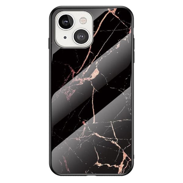 Fantasy Marmor iPhone 14 skal - Guld Svart Marmor Svart