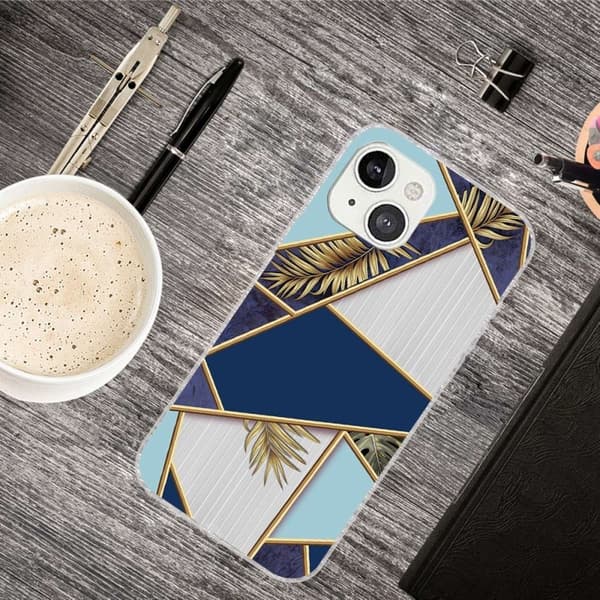 Marble design iPhone 14 Plus kotelot - Fragmentti Väri Ja Viiniköynnös Multicolor