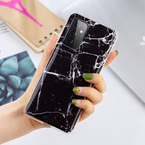 Marble design Samsung Galaxy A72 5G kotelot - Musta Marmori Black