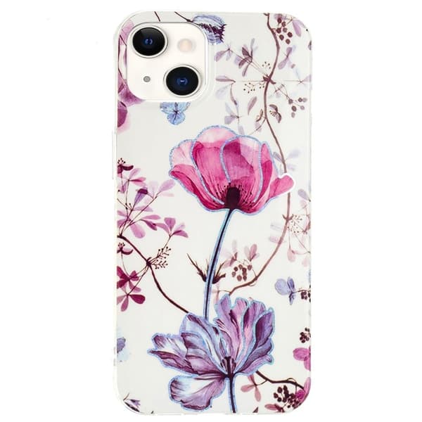 Marmormotiv iPhone 15 Plus skal - Elektropläterad Lotus Lila