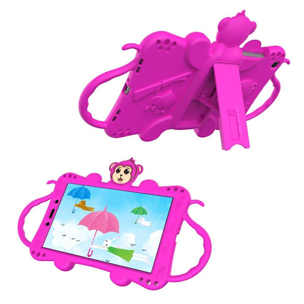 Monkey Stil Silikon Etui til Samsung Galaxy Tab A 8.0 (2019) - Rose Pink