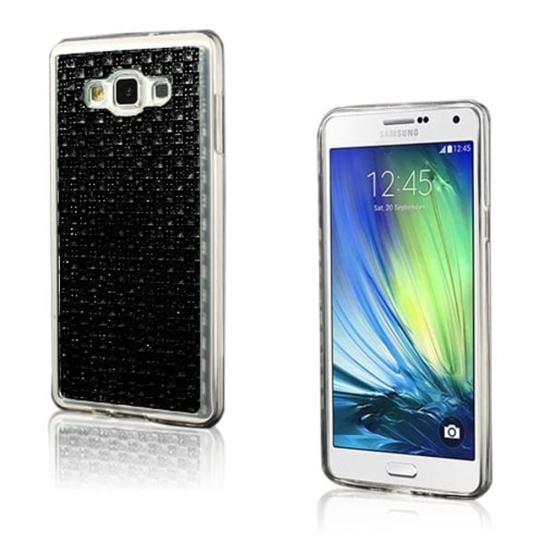 Plommon Blomning Mönster Gummi Kristall TPU-skal för Samsung Galaxy A7 SM-A700F - Svart Svart