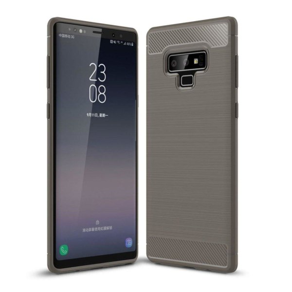 Samsung Galaxy Note9 mobilskal silikon kolfiber borstad - Grå Silvergrå
