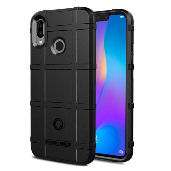 Huawei P Smart Plus silikon mobilskal med  rutmönstrad textur - Svart Svart