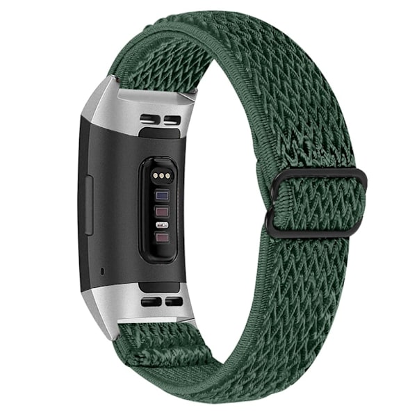 Fitbit Charge 4 / Charge 3 elastisk urrem i nylon - Militærgrøn Green