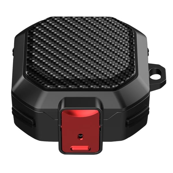 Samsung Galaxy Buds2 / Buds Pro / Live etui i kulfiber - Sort Rødt Spænde Black