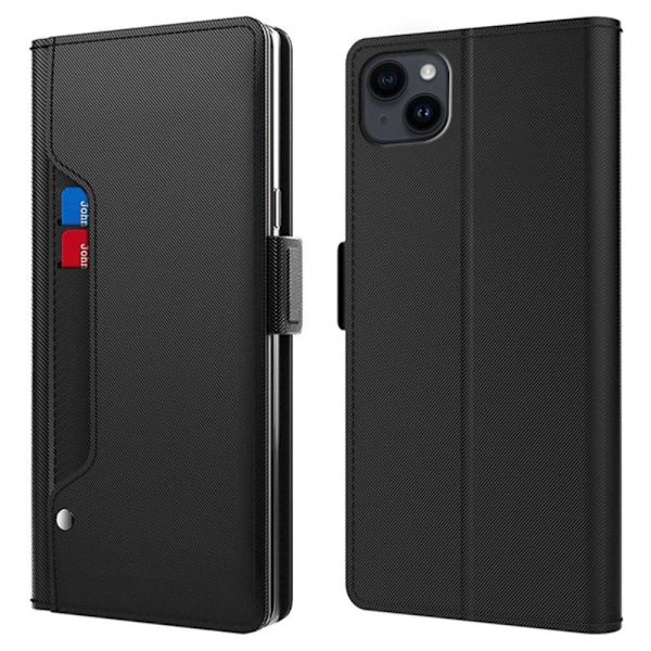 iPhone 15 etui med makeup-spejl i smart design - Sort Black