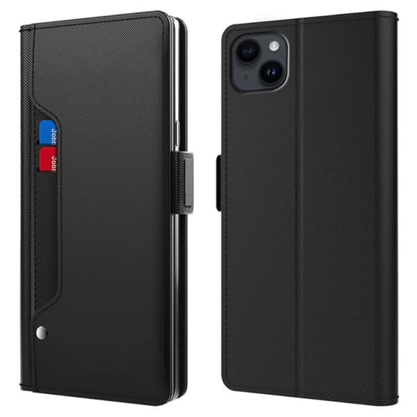 Phone Etui med Make-up Mirror og Slick Design til iPhone 15 - Svart Black