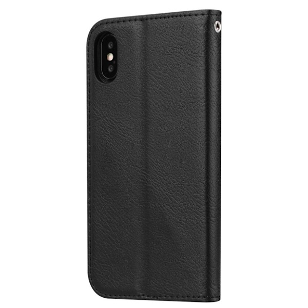 iPhone XR mobilfodral syntetläder silikon stående plånbok - Svart Svart
