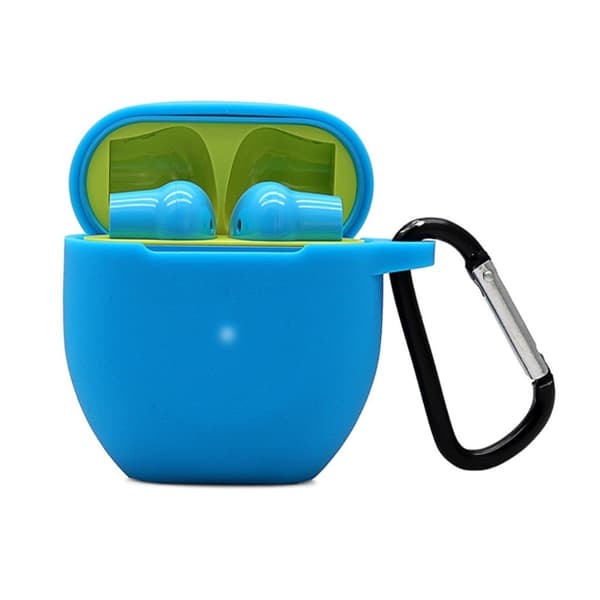 Siilicone fodral with carabiner för OnePlus Buds - blå Blå