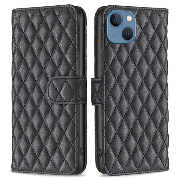 Matt iPhone 13 fodral med rombmönster - Svart Svart